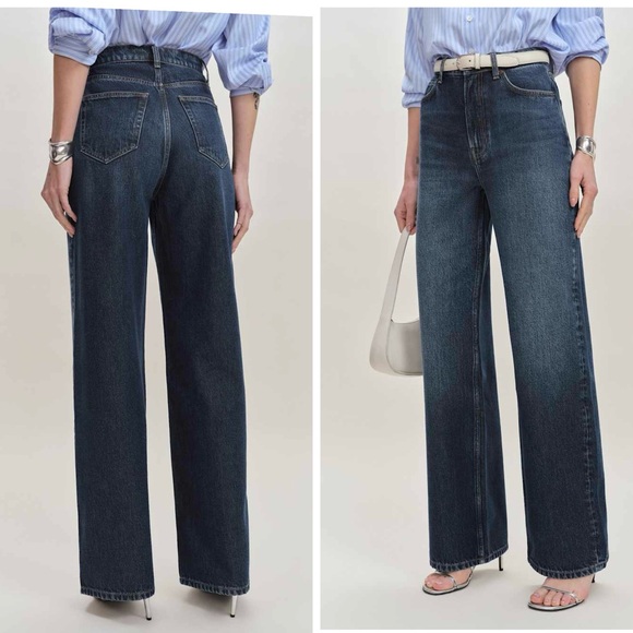 Reformation Denim - NEW Reformation Wes High Rise Wide Leg Jeans Mille  31” Dark Blue Sz 26